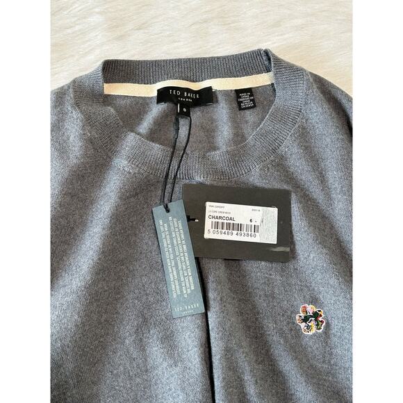 Ted Baker Cardiff Merino Wool Crew Neck Jumper Sweater Grey Size 6 XXL NWT - Picture 8 of 16